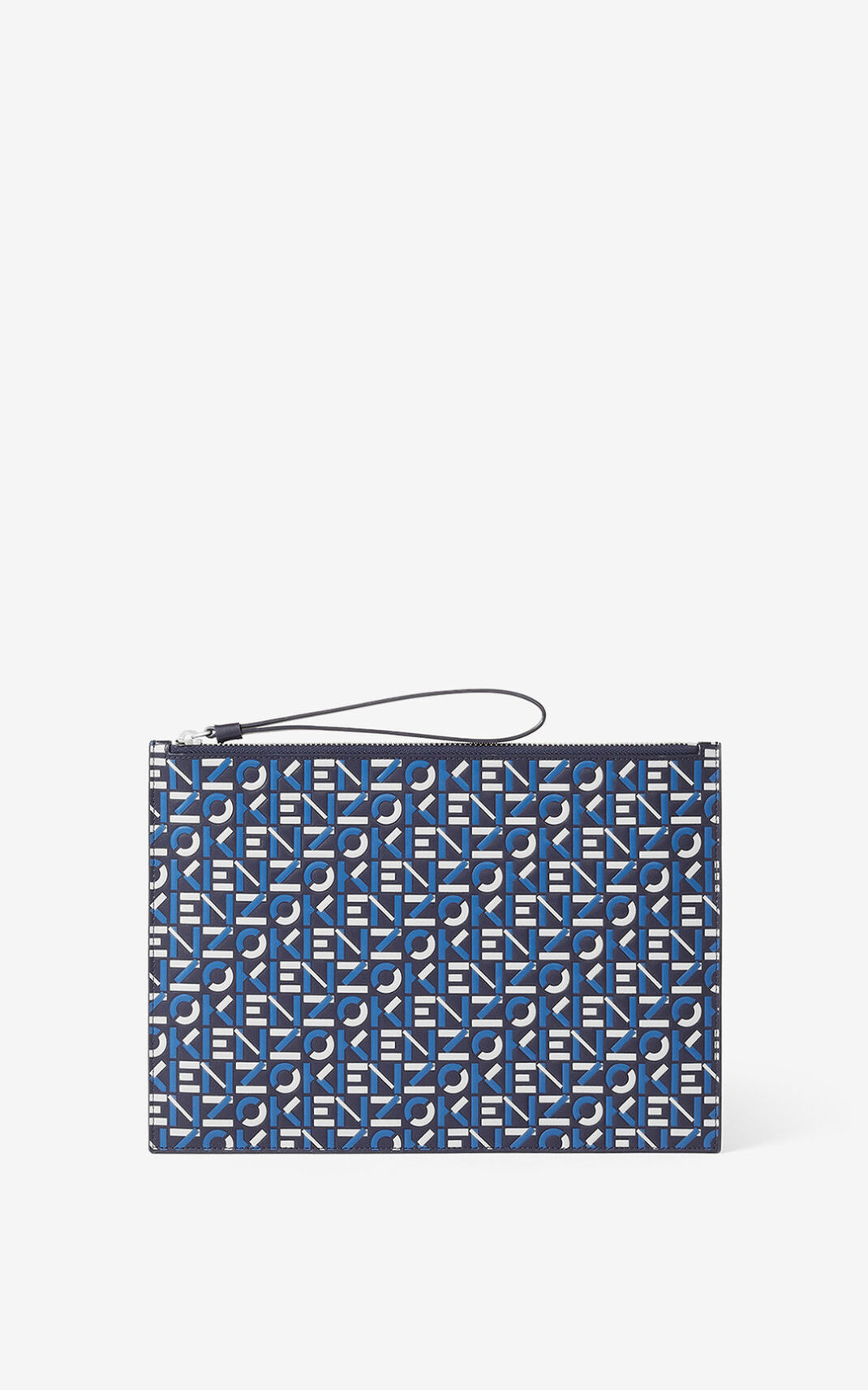 Kenzo Large monogram Cuero Clutch Hombre Azules | 1729054-HL